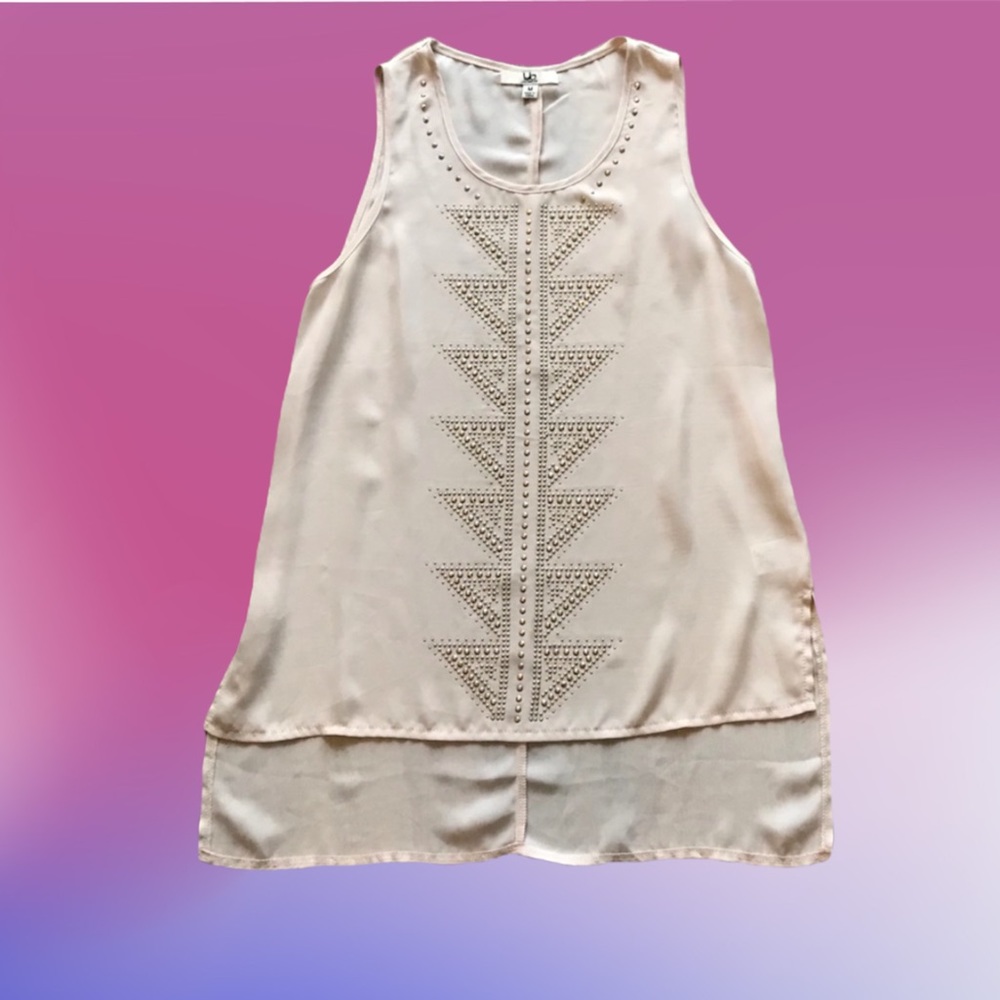 Ya Los Angeles Cream chiffon tank w/ hardware NBW